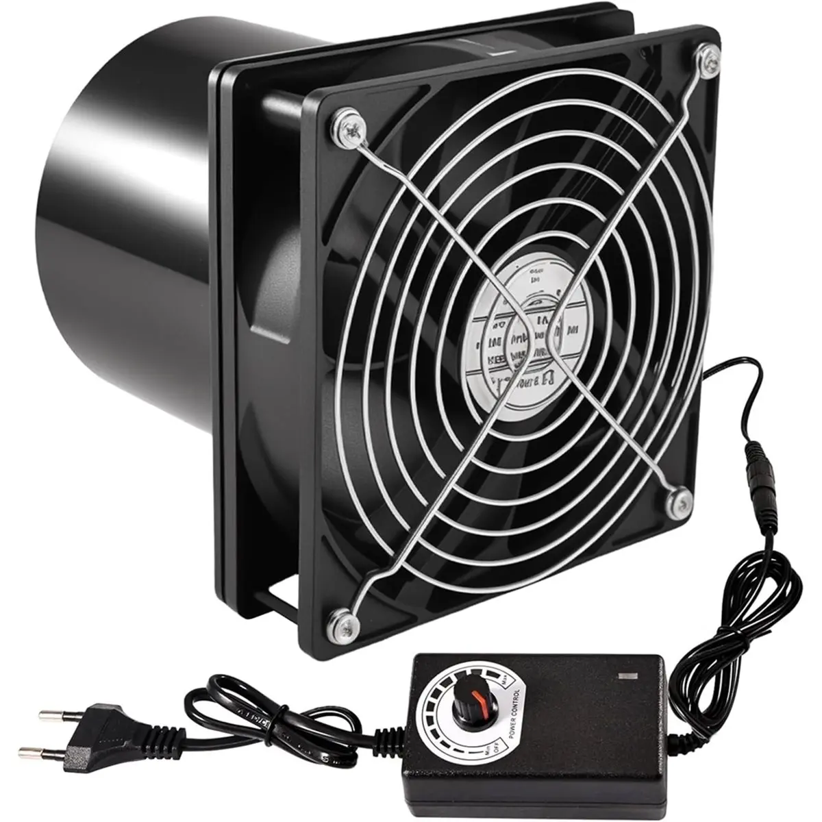 A1278P ~100mm Extractor Fan, 12V Pipe Fan with Speed Control, 3000 RPM for Bathroom, Toilet, Kitchen, Greenhouse EU Plug