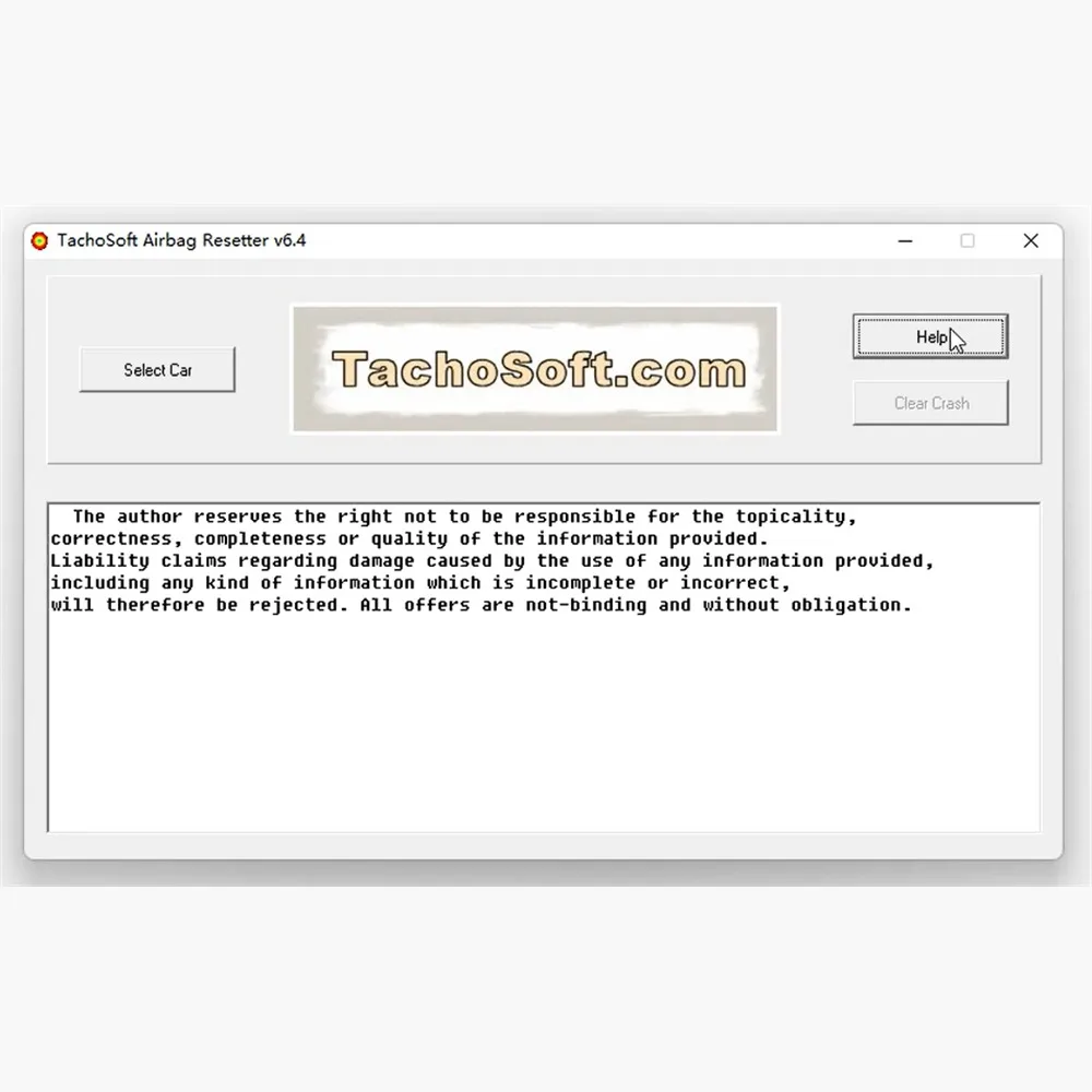 Tachosoft Airbag Resetter V6.4 Newest Deleting Crashdata Software From ECU Dumps with 450 Airbag ECU Models Eprom Mcu Cars