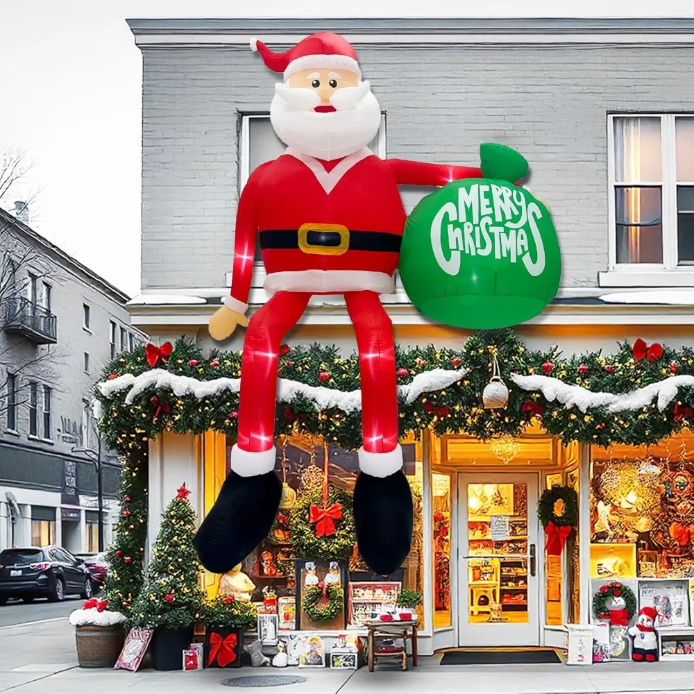 

15FT Christmas Inflatable Outdoor Decoration, Giant Christmas inflatables Climbing Santa Claus Decor Christmas Blow Ups Outdoor