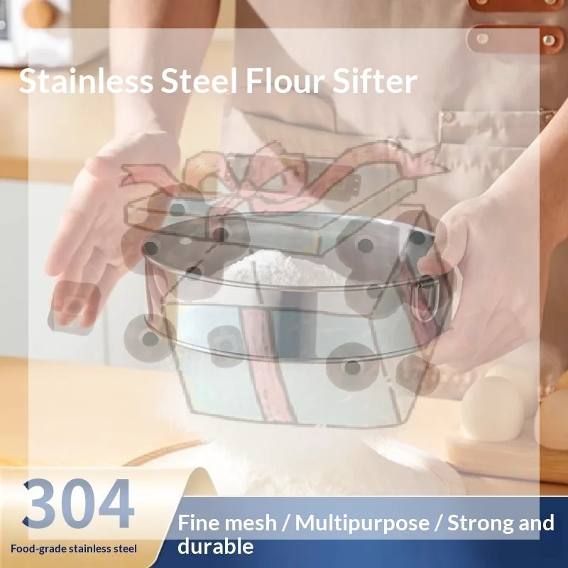 【CC】Round Flour Sieve Stainless Steel 15/20/25/30/35cm Mesh Flour Sifter Ultra-fine 40/60 Mesh Silver Handhold Strainer Sifters
