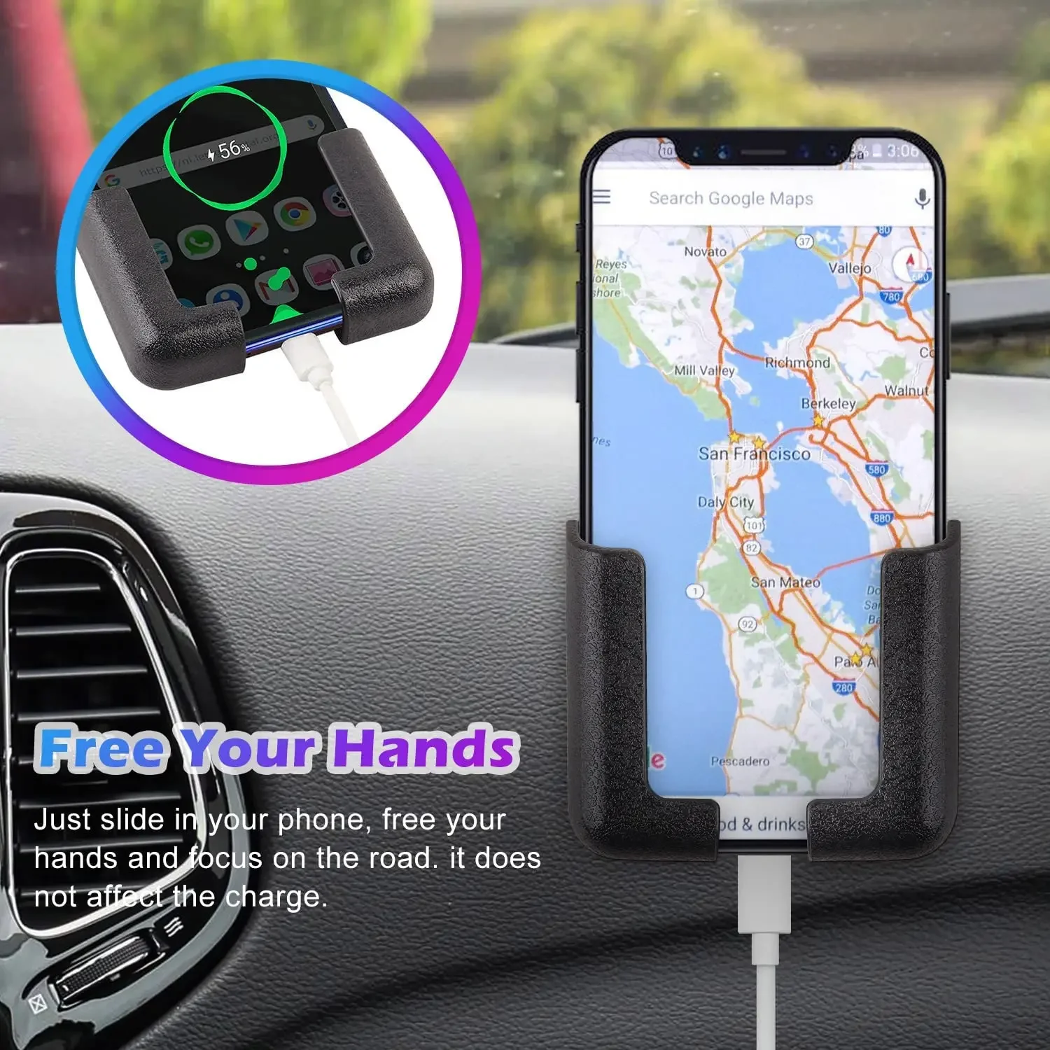 Car Wall Mount Phone Holder White Punch Free Wall Mobile Phones Charging Stand Lazy Sticky Remote Control Storage Box