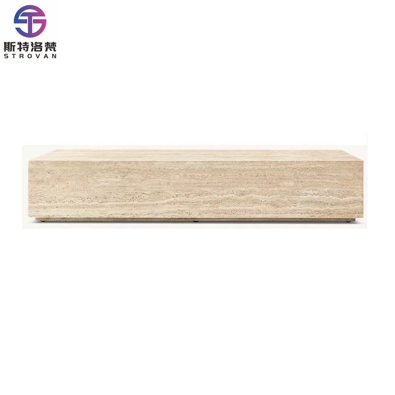 

Luxury Design Contemporary Rectangle Shape Table Beige Natural Travertine Coffee Table Living Room Furniture