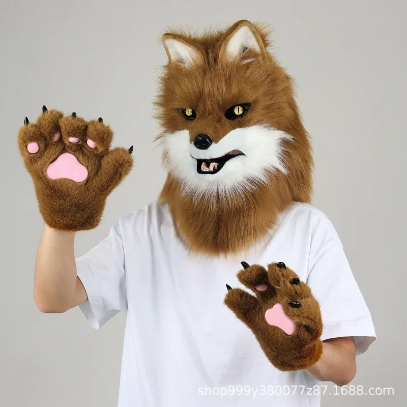 

Animal wolf fur mask cosplay costume accessories full head mask anime costume party cosplay props Halloween gifts