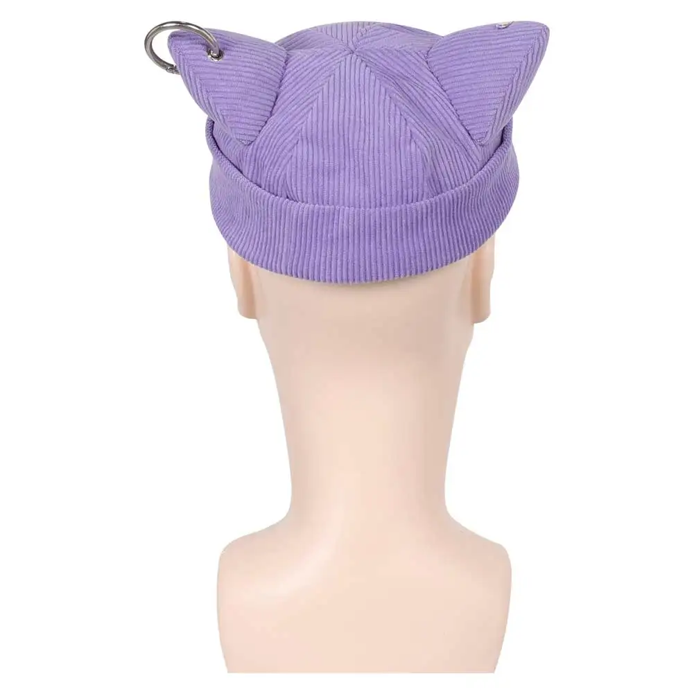 LOL Cosplay Beanie Headdress para homens e mulheres, chapéu de lã roxo, Halloween Carnival Role Play Props, roupas de fantasia, conjunto adulto