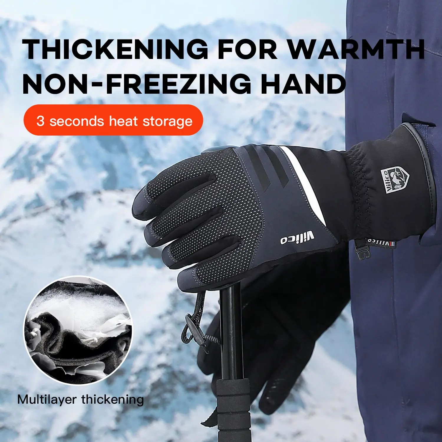 

Autumn Winter Outdoor Sports Cycling Durable Velvet Warm Touch Screen Waterproof Windproof Anti-slip Cold Waterproof Ski Gloves