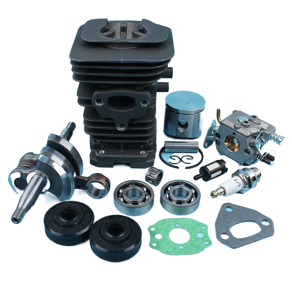 38mm Cylinder Piston Crankshaft Carburetor For Husqvarna 136 137 141 142 Chainsaw Bearing Oil Seals Filter Gasket NIKASIL PLATED