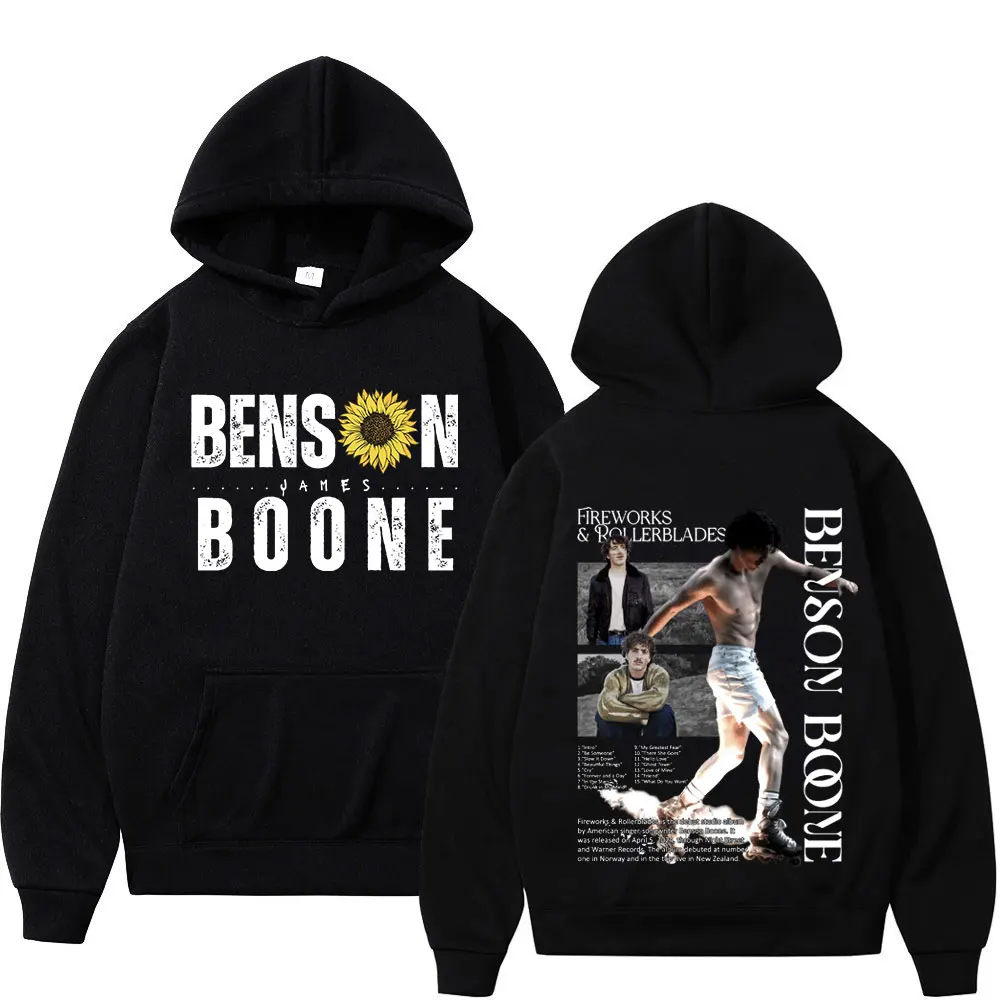 

Benson Boone Hoodies Fireworks & Rollerblades 2024 Tour Pullovers Men's Women Fashion Long Sleeve Oversized Sweatshirt Fans Gift