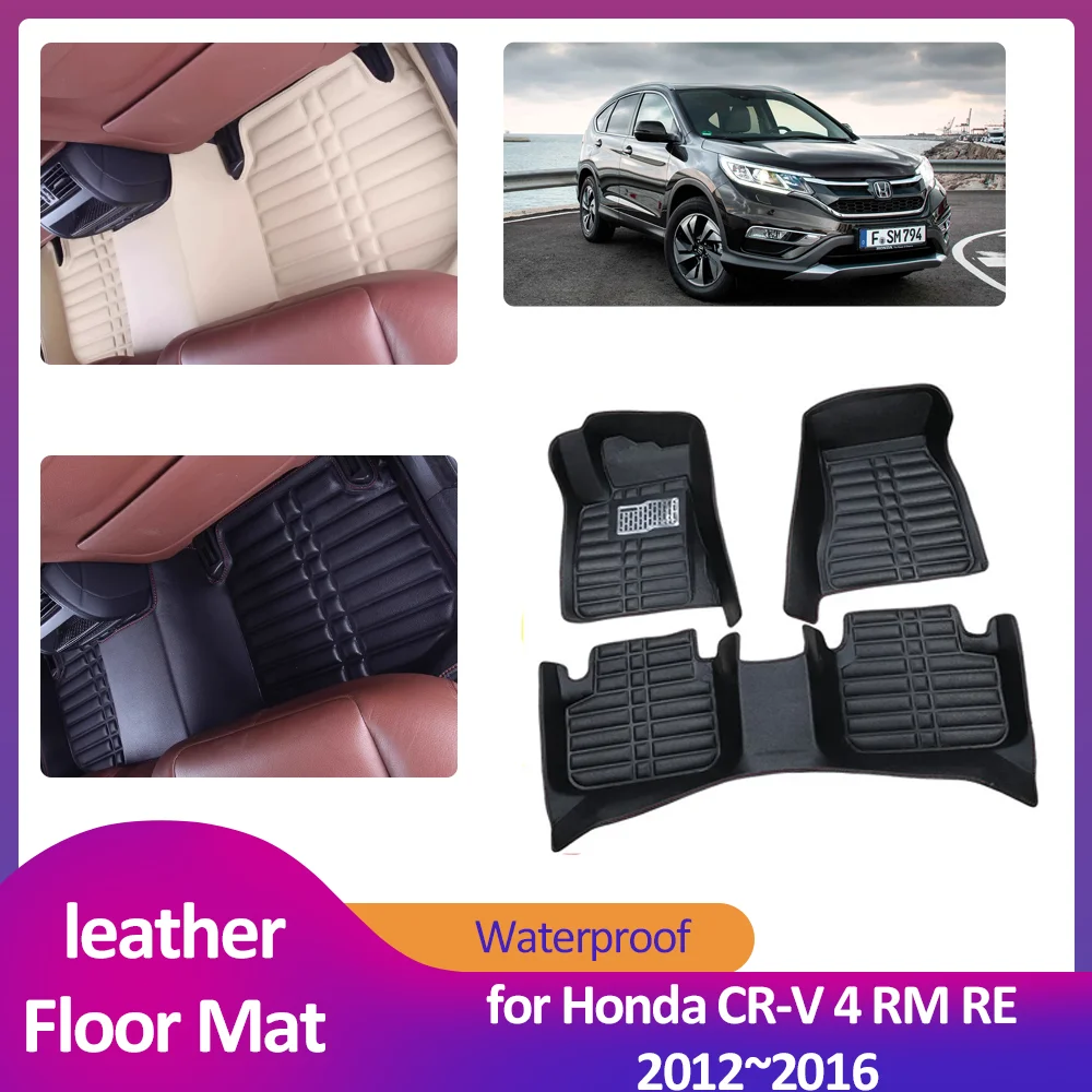 

Car Floor Mat for Honda CR-V CRV 4 RM RE 2012~2016 Leather Foot Waterproof Inner Liner Carpet Pad Custom Cover Rug Accessorie