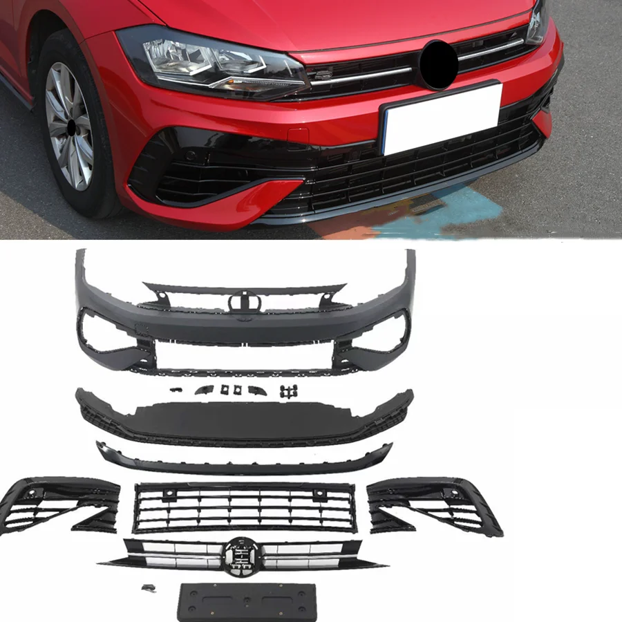 

Car Front Bumper assembly for Volkswagen vw POLO 18-21 modified new style grille Front lip Fog light frame surround Body kit