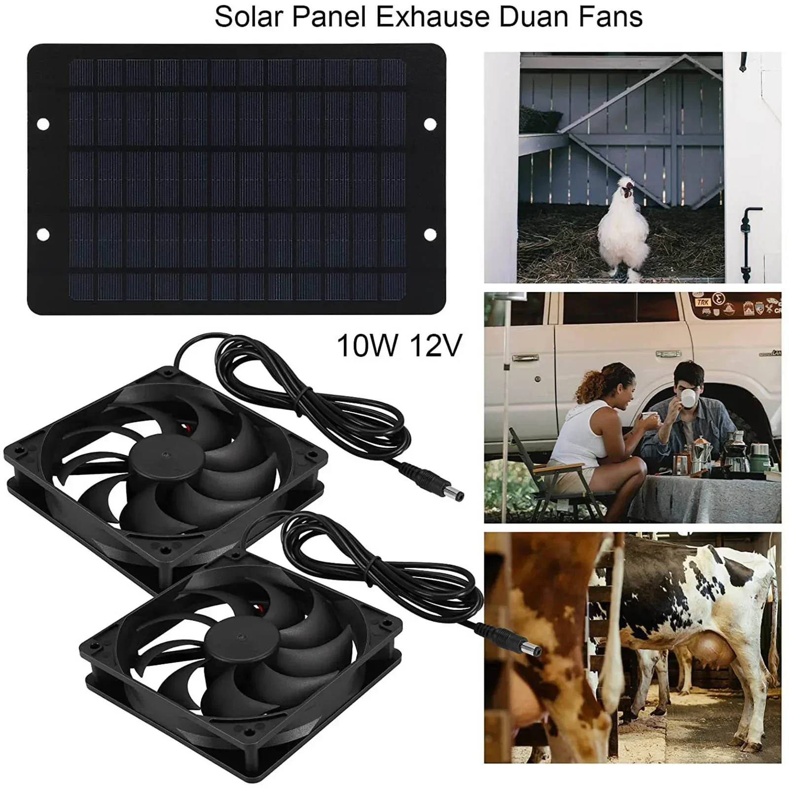 Mini 12V Solar Exhaust Ventilation Fan 6-inch Outdoor Panel Drive Dog Coop RV Greenhouse Easy To Install