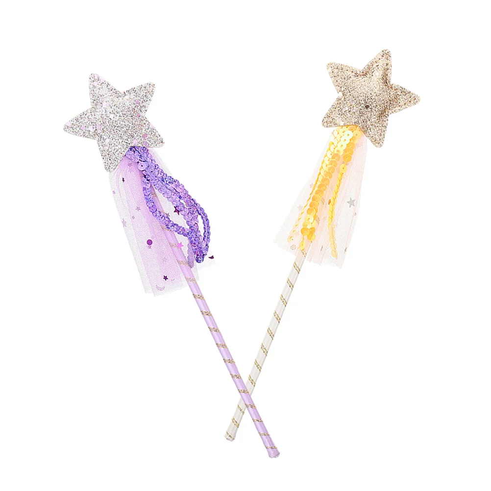 2Pcs Star Topper Fairy Wands Comfortable Lightweight Sticks Perfect for Kids Party Dress Up Cosplay Performance