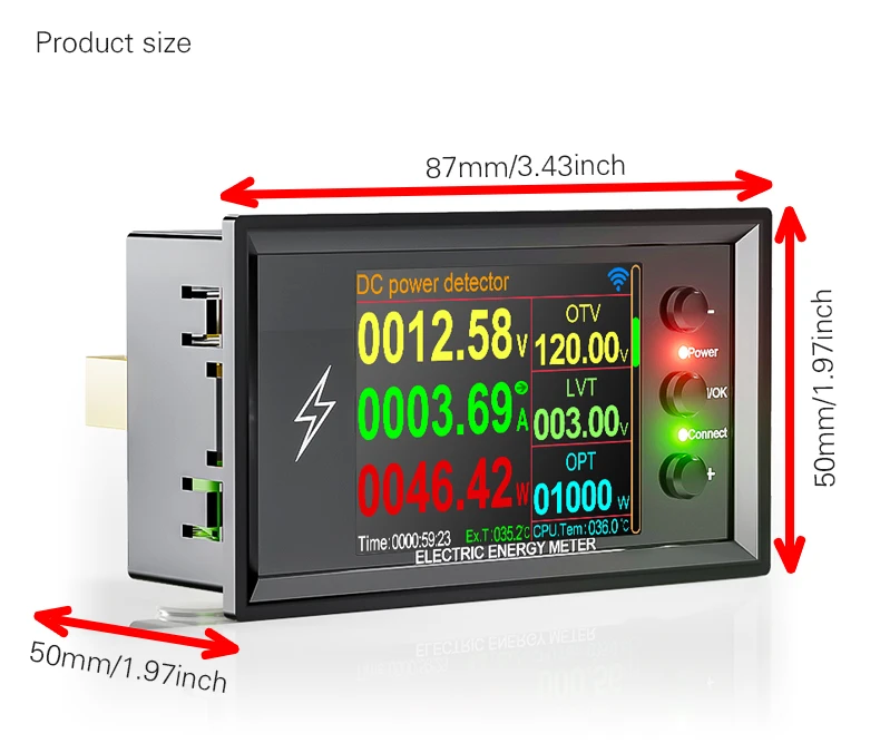 Eujgoov Voltmetro Digitale 8-100 V Carrello Indicatore Batteria Retroilluminazione Monitor Batteria Digitale Indicatore Batteria Accumulatore Batteria Monitor Batteria
