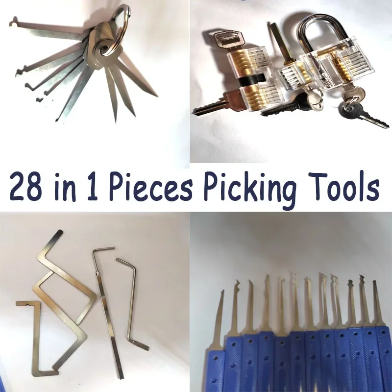 Practice training Picking Sets for Beginner Visible Locks Lock with Key Padlock for Sheds Storage Unit School Gym Locker Toolbox