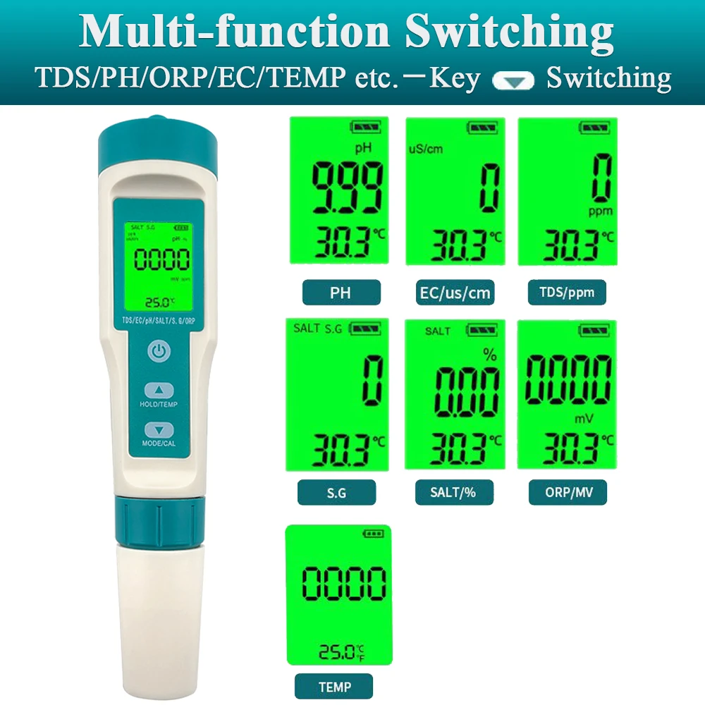 Detektor SG ORP Wielofunkcyjny długopis do wykrywania jakości wody Przyrząd do pomiaru PH Czujnik TDS TEMP EC zasolenia