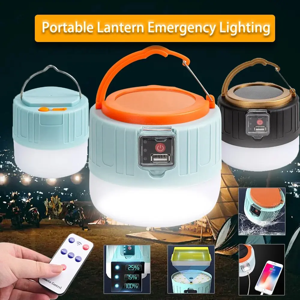 Portable High Power Led Light Flashlight Camping Equipment Solar Charging Lantern USB Bulb Camping Tent Lamp Lighting Waterproof