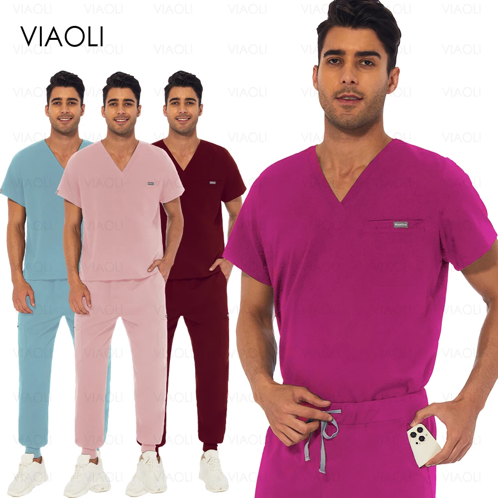 Uniformes cirúrgicos para sala de cirurgia, Uniformes médicos, Uniforme de enfermagem, Conjunto de esfrega de alta qualidade, Bolso e Calça, Terno clínico hospitalar