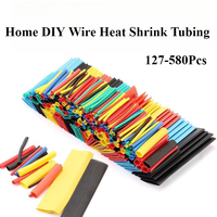 127-580pcs Heat-shrink Tubing Thermoresistant Tube Heat Shrink Wrapping Kit Electrical Connection Wire Cable Insulation Sleeving