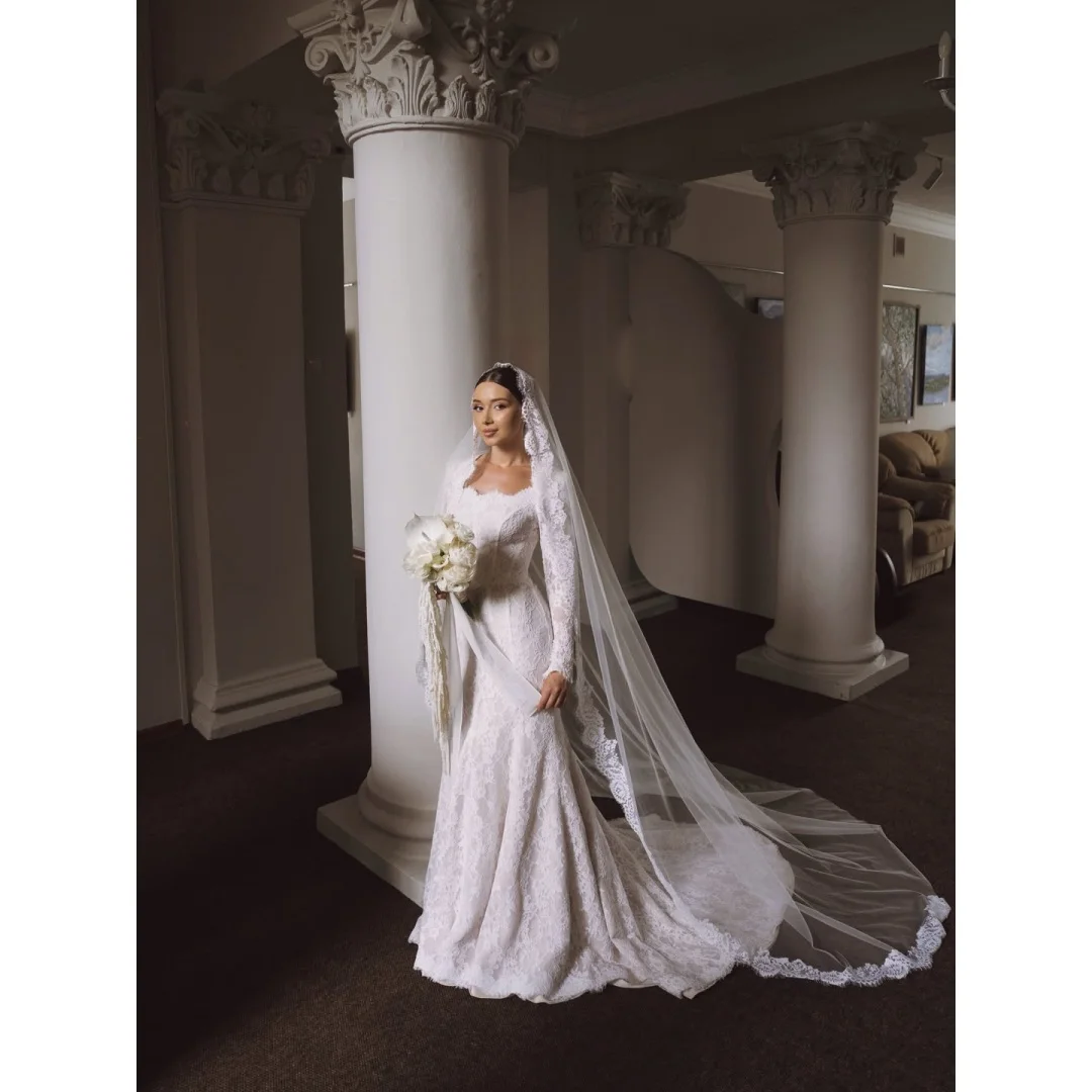 Rebecca Customized Square Collar Floor-Length Prom Dress Full Lace Embroidery vestidos de noche Mermaid Evening Dresses 2026