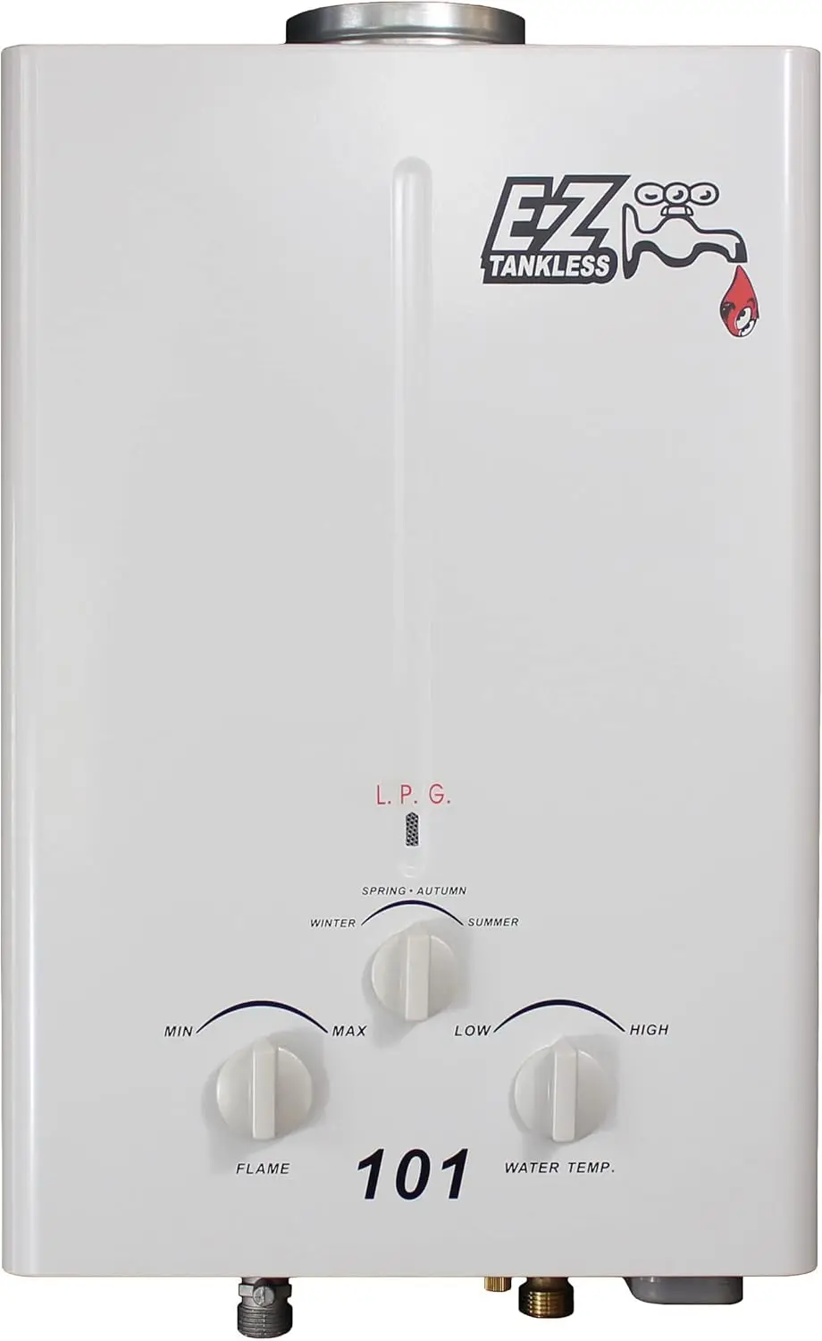 

EZ 101 Outdoor Tankless Water Heater Propane LPG Gas 2 GPM Small Portable Point of use Battery Powered Ignition Camping RV