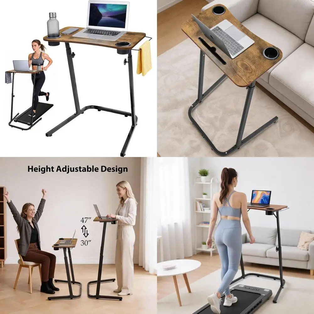 

Height-Adjustable Treadmill Desk: Portable Walking Pad Desk Stand for Home and Office Use, 30-47 Range, Easy Assembly