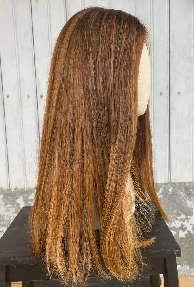 باروكات صناعية من الدانتيل باللون البني العسلي سهلة الصيانة، نمط جديد، شعر مستعار فوتورا طبيعي مفرود مع جذور داكنة، ألياف ممتازة طويلة #3