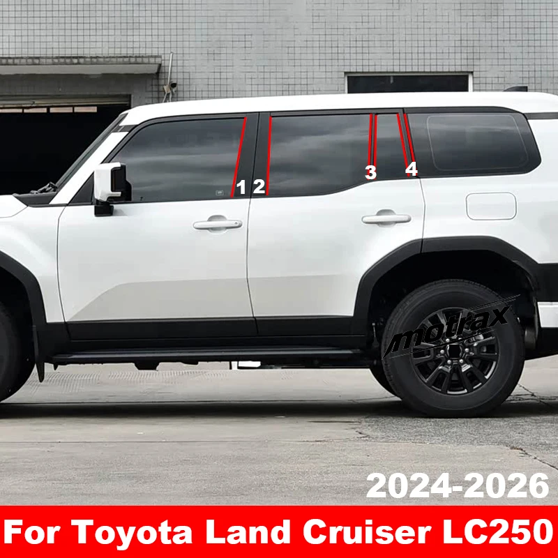 For Toyota Land Cruiser 250 LC250 2024 2025 2026 Car PC Pillar Post Cover Door Trim Window Molding Sticker Plate Accessories