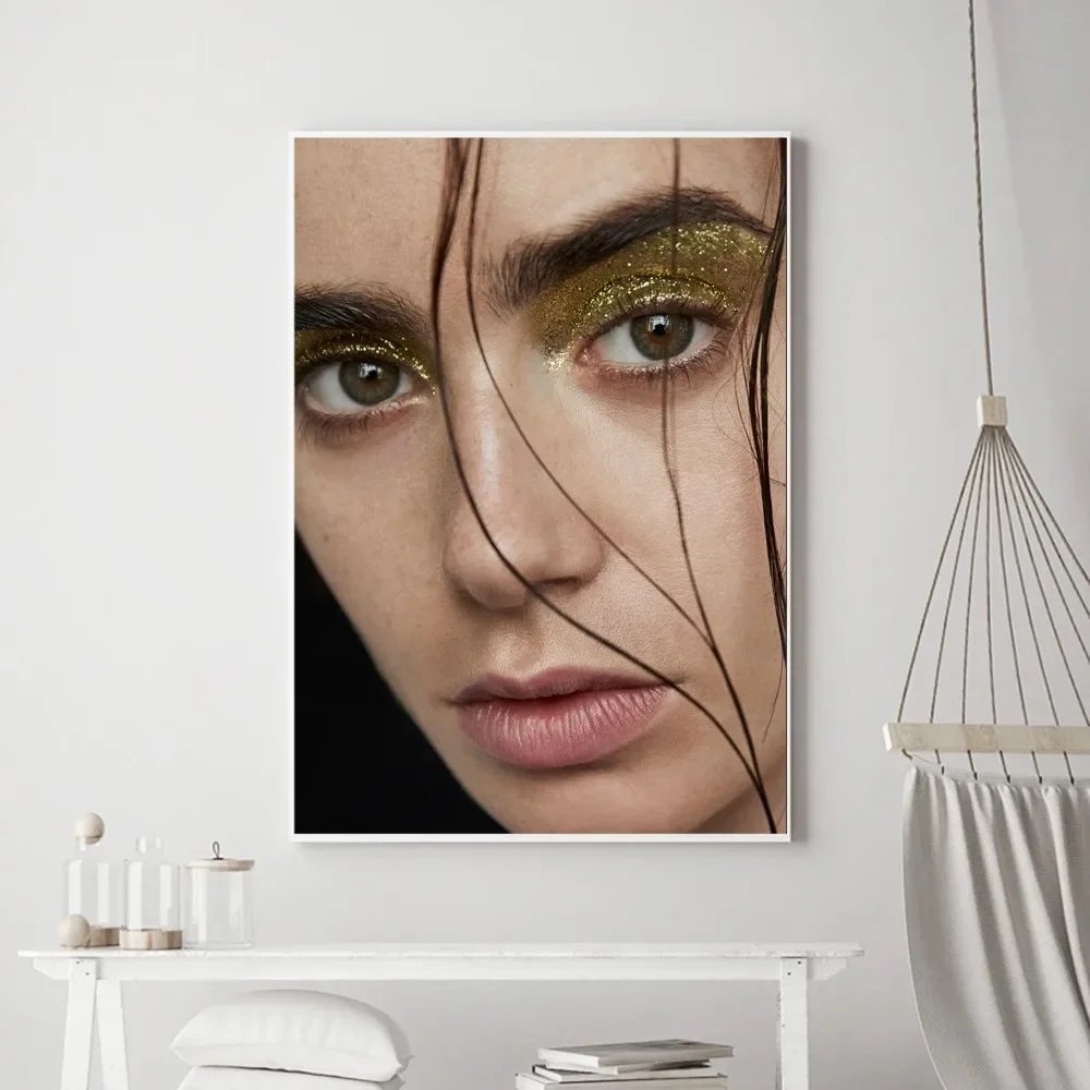 Celebrity Lily Collins Poster Vintage Poster Prints Art Home Painting Bathroom Kitchen Bar Accessories Wall Sticker Large Size