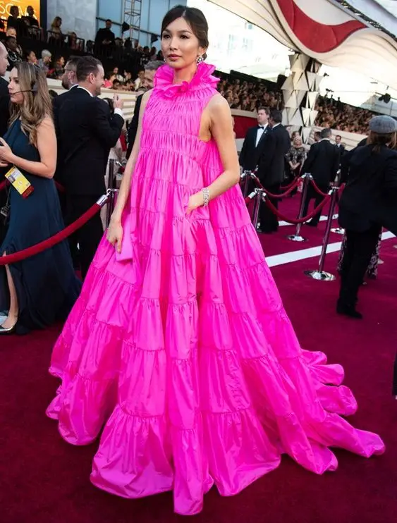 Vestidos de Noche de tafetán para mujer, ropa de maternidad larga, con bolsillos plateados, de cuello alto, color rosa, para fiesta de graduación