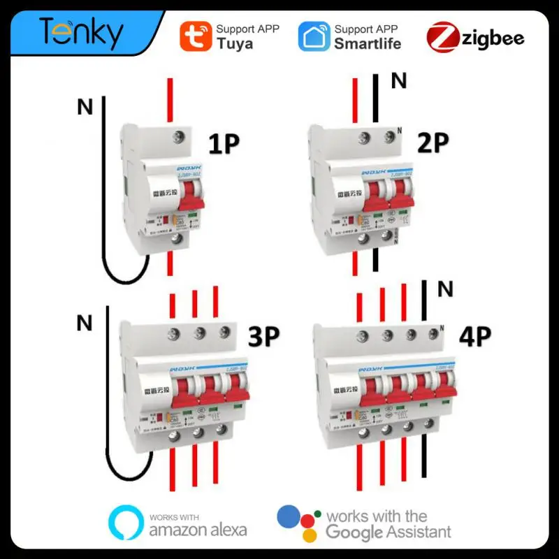 

Tuya Smart Home Zigbee3.0 Smart Circuit Breaker 1-4P Remote Control 220V/380V Compatible With Alexa Echo Google Home Assistant