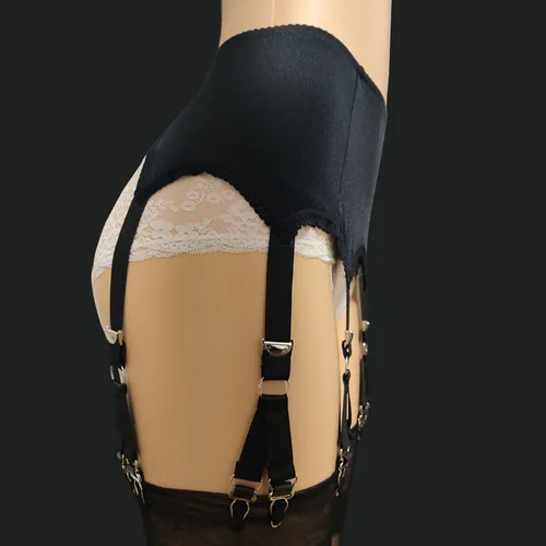 Imagen 1 del producto Cinturón con tirantes Vintage para mujer, liguero Sexy con medias de encaje, tirantes Retro de cintura alta, 6 correas, lencería de 12 garras
