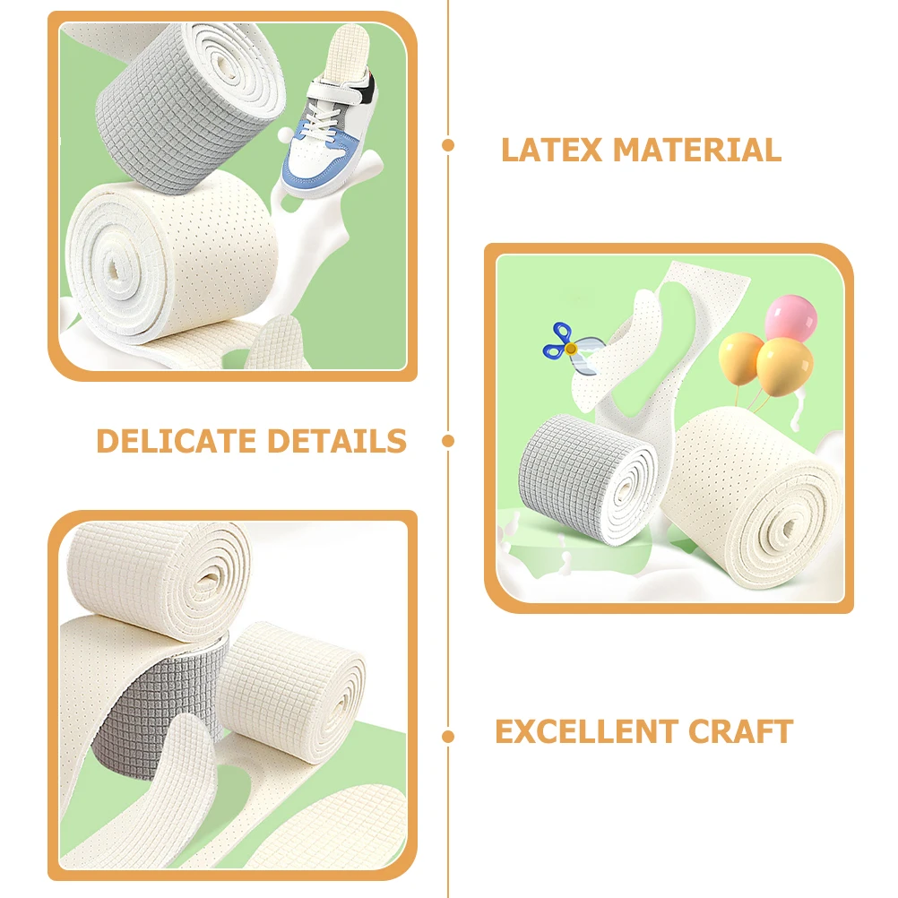 

2Pcs Latex Flat Insole Strips Cut to Size DIY Shoe Inserts Breathable Shock Absorbing Antislip Fit Any Insole Strips