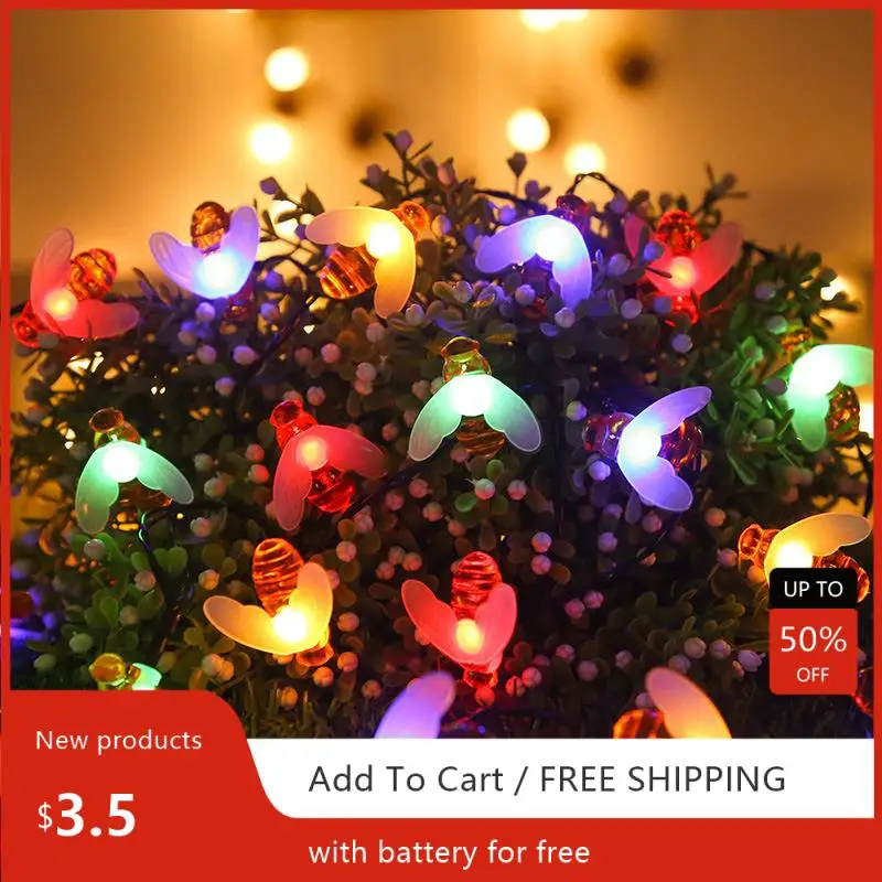 20LED Solar Big Honey Bee Shape Led String Lights Outdoor Waterproof Lights Decoration Patio Holiday Party Garden Led Decoration