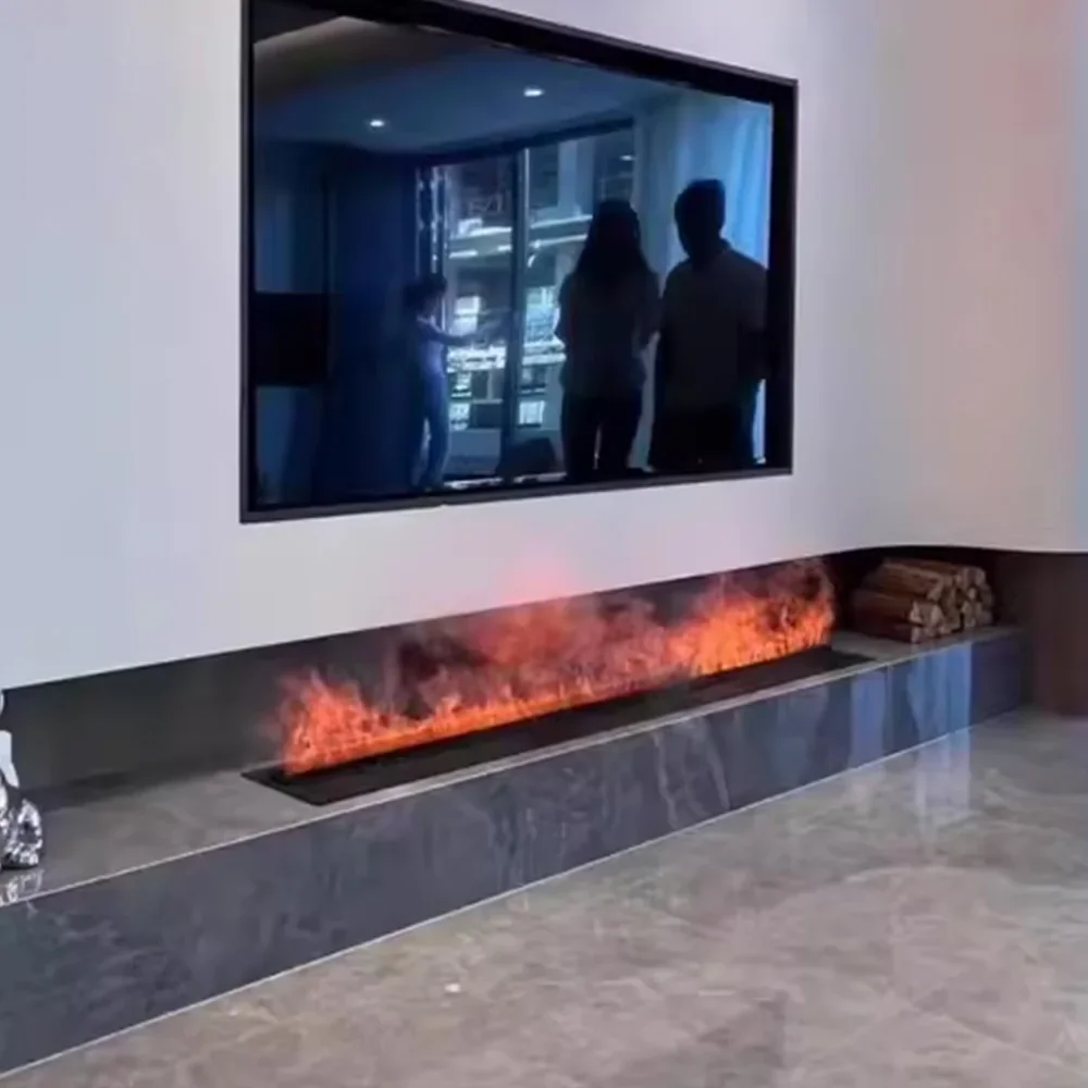 Artificial fireplace home simulated fire electronic intelligent ultra-thin embedded 3D atomizing fireplace