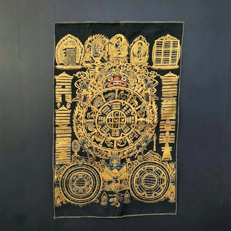 Tibet Tibetan Cloth Silk Buddhist Astrology Mandala Thangka Tangka Embroidery Painting