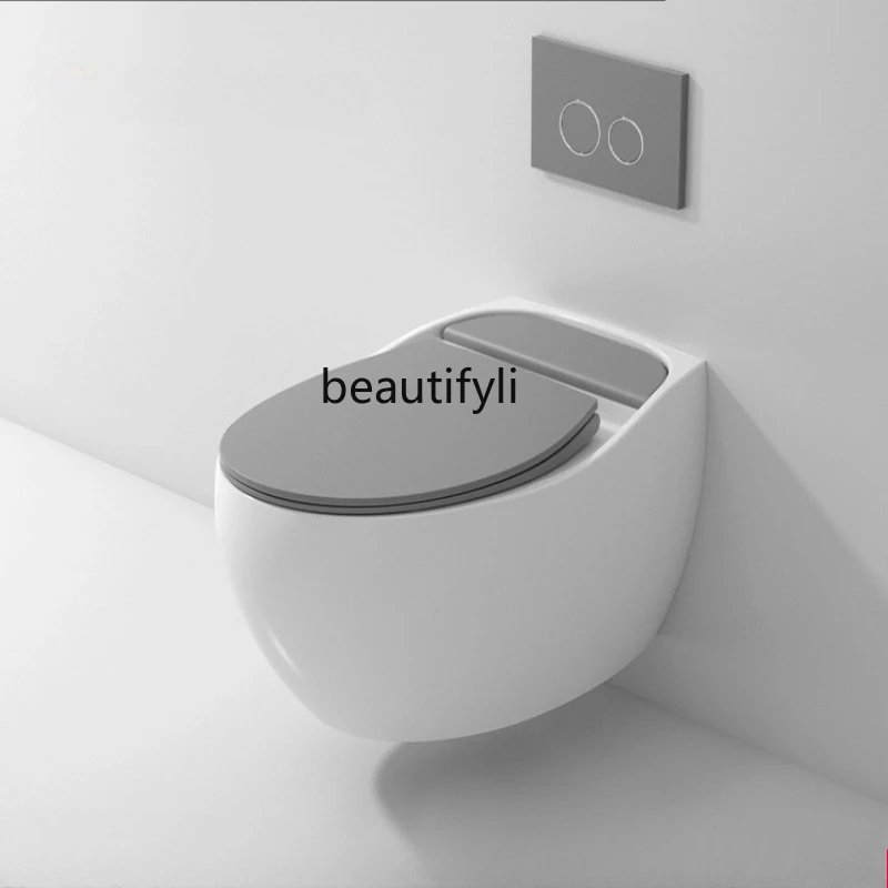 

Wall-Mounted Toilet Round Embedded Wall-Hung Small Apartment Hidden Water Tank Toilet