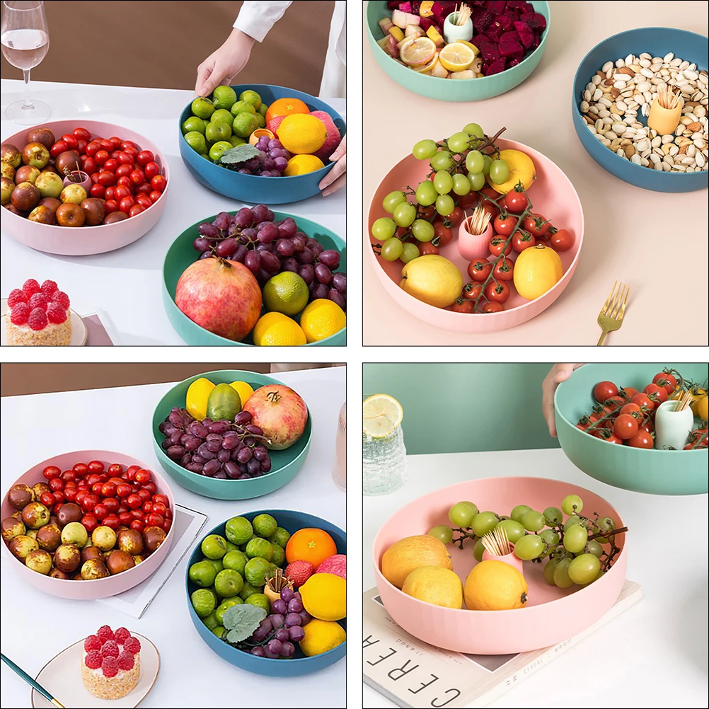 

2 Pcs Dish Tray Dessert St Sweets Snacks Portable PP Material Food Useful Fruit Plate Storage Decorative Plate