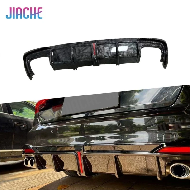 

ABS Carbon Look Car Rear Bumper Lip Diffuser Spoiler Body Kits For Audi A4 S4 2020-2024 Not Standard LED Cars Accessories