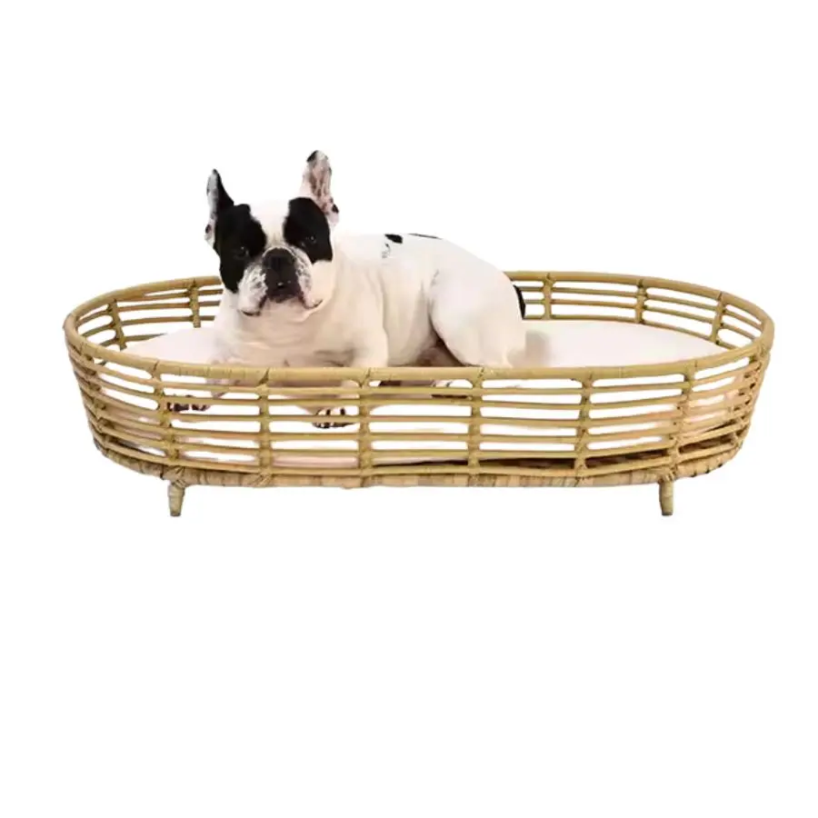 Luxury Handmade Rattan Pet Bed Poly Rattan Dog Cat Bed Accessories High Quality Furniture Bed For Pet