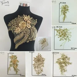 Wholesale sales of 1-10 pieces gold yellow nail beads gold thread embroidery of sewing lace decoration clothing accessories