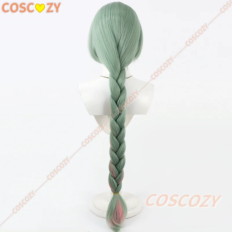 Wuthering Waves フロロバ コスプレウィッグ シアン グリーン ピンク シングル ロングブレイド 耐熱ウィッグ 女性 Fractsidus カーニバル フェスティバル