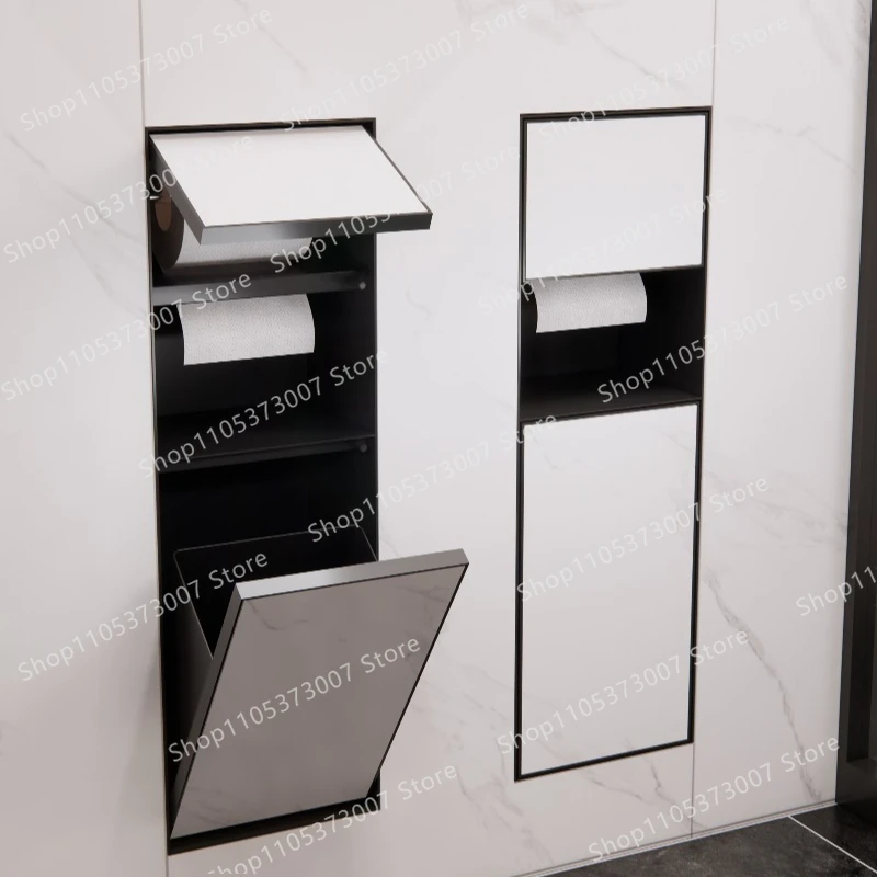 Bathroom embedded trash can niche 304 stainless steel concealed style