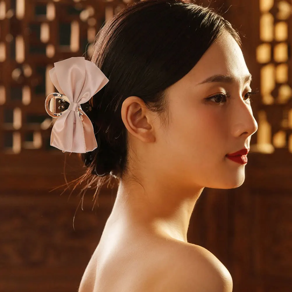 

3Pcs Bowknot Hair Claws Durable Satin Clips for Thin Thick Curly Hair Styling Accessories for Women Bow Claw Clips