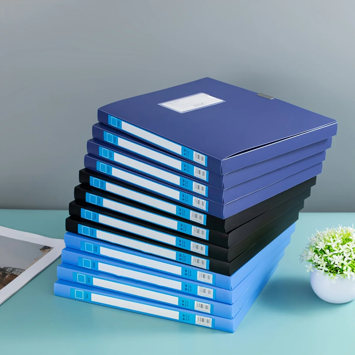 

12pcs A4 Plastic File Boxes in 3 Colors- Thick,Large Capacity Document Organizer for Office Supplies, Accounting Receipts & More