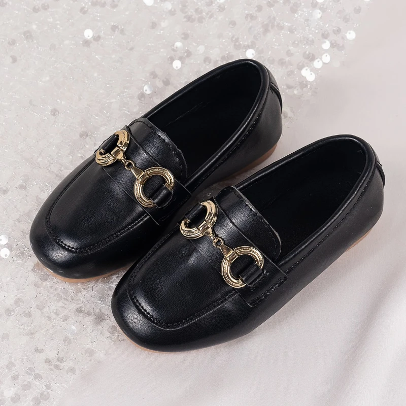 

Children Leather Shoes Boys Casual Flats Girl Loafers Slip-on Metal Buckle Chic Moccasins Flats for Party 2025New MaryJane Shoes