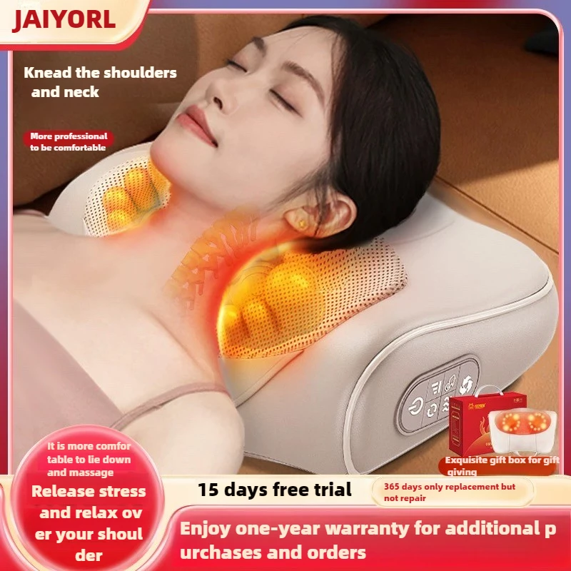 Neck Massage Pillow Electric Cervical Massager Waist Back Shoulder Shiatsu Kneaded Multifunctional Hot Compress Relaxation Gift