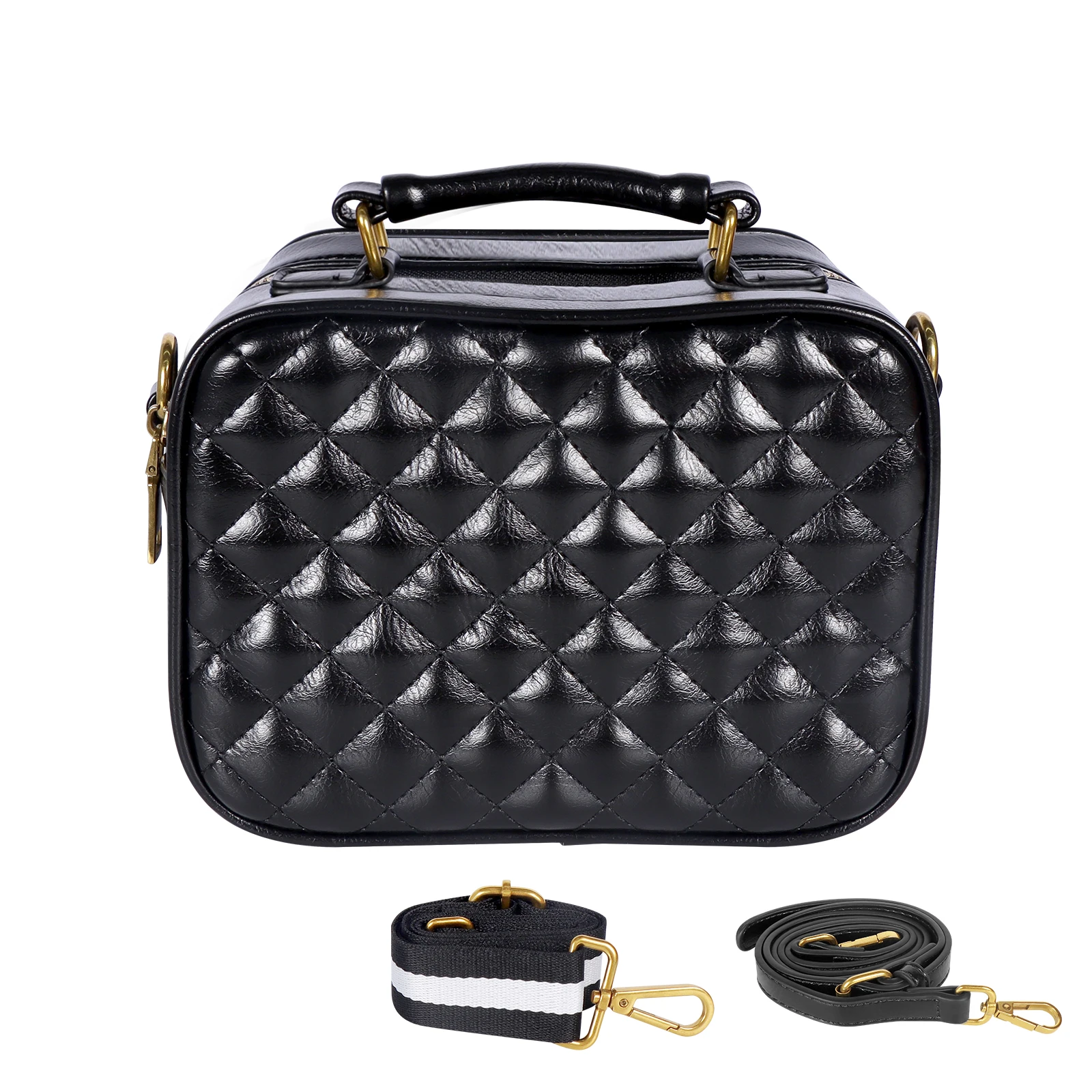 

Women's quilted crossbody bag, lightweight PU leather shoulder bag with two adjustable wide shoulder straps, stylish design and