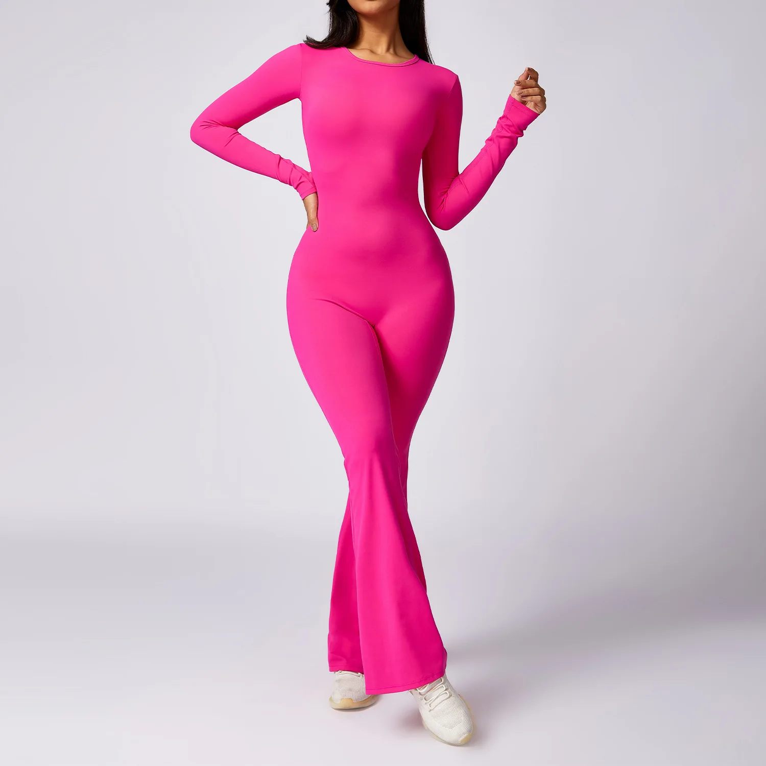 Sexy Back V Jumpsuit Gym Set Women Training Yoga Suit Sportswear Sports Long Sleeves Fitness Rompers Stretch Workout Bodysuits image 6