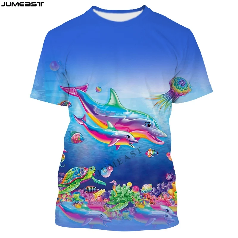 Jumeast Men Women 3D Printed T-Shirt Cartoon Animal Fish Dolphin Short Sleeve Fashion T Shirt Sport Pullover Summer Tops Tees