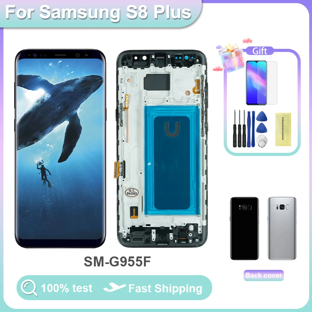 

100% Tested 6.2" For Samsung Galaxy S8 Plus S8+ LCD Display Touch Panel Digitizer G955 G955F G955FD G955F G955 Screen With Frame