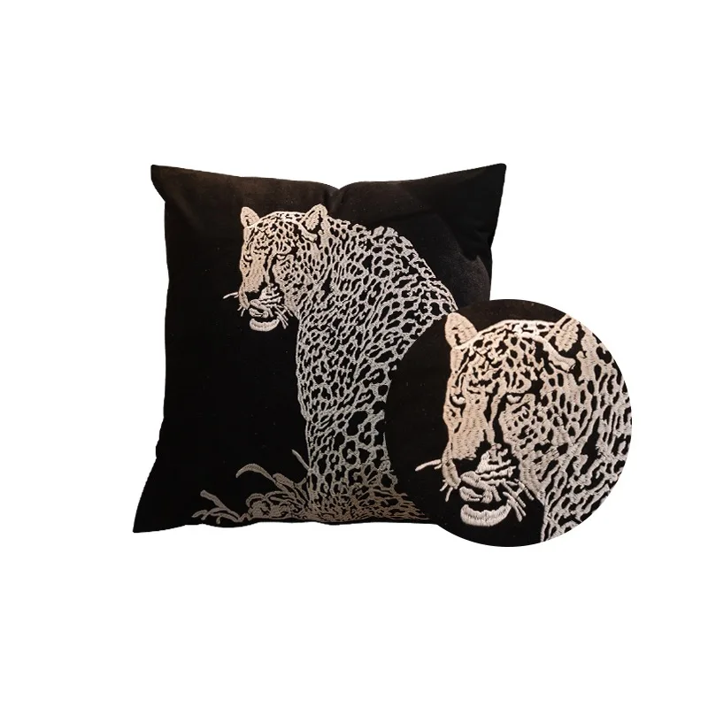 Imagem -05 - Leopardo Almofada para Sofá e Cadeira Almofadas Pretas Retro Geométrico Decorativo Luxo Decorações de Casa